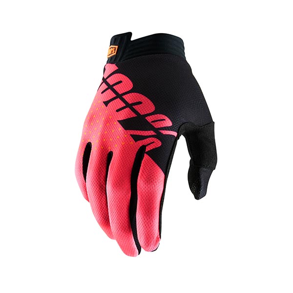 GUANTI 100% ITRACK BLACK/FLUO RED (XL)