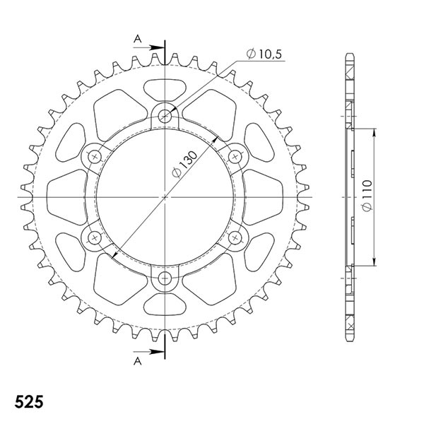 CORONA IN ALLUMINIO P525 - Z44 (DIS.13815)